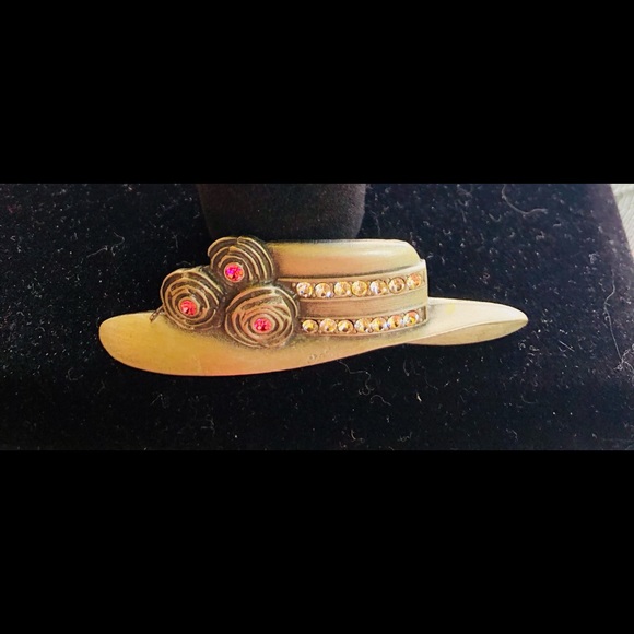 Vintage JJ  SilverTone Hat Brooch - Picture 2 of 4